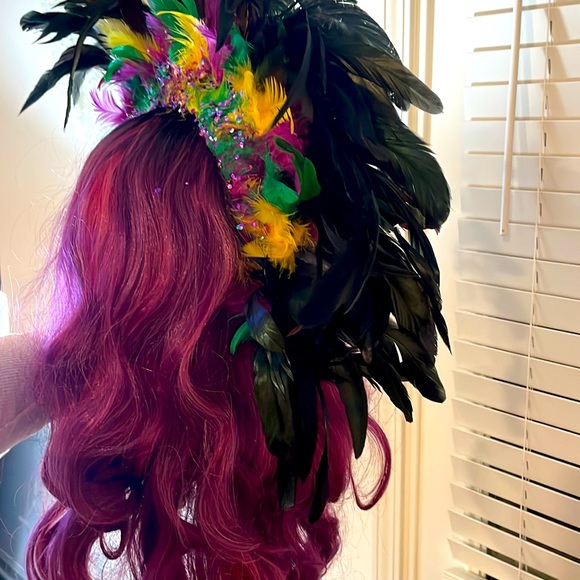 Mardi Gras Custom Feather Mohawk Wig - Picture 4 of 6